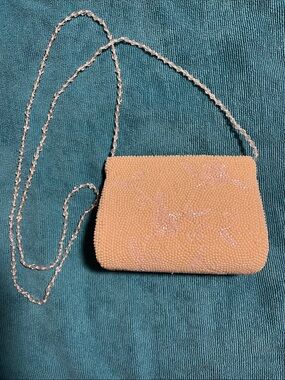 Moyna white Beaded Evening Clutch with Chain Strap